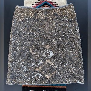 Moulinette Soeurs Sparkling Beaded & Sequin Embellished Wool Pencil Skirt